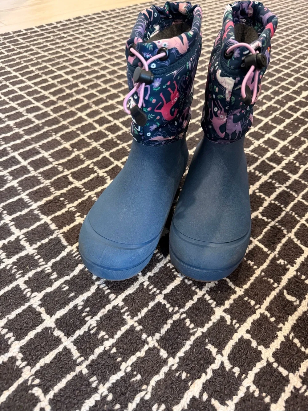 Bogs Navy Kids Unicorn Print Winter insulated Boots